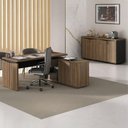 Ver imagem 2 de Mesa Escritorio 1 Porta de Correr em L 155x170 cm e Balcao 4 Portas 147 cm Nogal Preto Artany