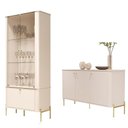 Ver imagem 1 de Conjunto Cristaleira e Aparador Buffet Tucupí com 3 Portas Off White/dourado