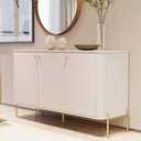 Ver imagem 2 de Conjunto Cristaleira e Aparador Buffet Tucupí com 3 Portas Off White/dourado