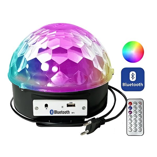 Globo de Luz Led Bola Maluca Rgb Bluetooth com Usb e Mp3 para Festas