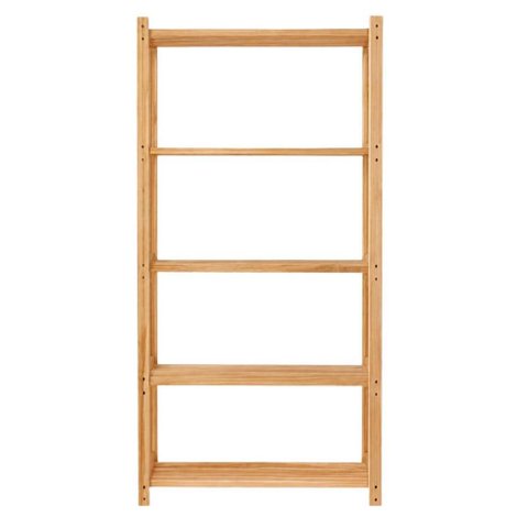 Estante Multiuso Madeira Nichele 140x62cm Eucalipto Natural Cru 5 Prateleiras Organização