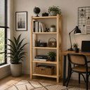 Ver imagem 5 de Estante Multiuso Madeira Nichele 140x62cm Eucalipto Natural Cru 5 Prateleiras Organização