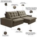 Ver imagem 3 de Sofá Retrátil Reclinável para Sala 4 Lugares 290cm Curie F04 Veludo Marrom Claro - Lyam Decor