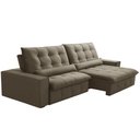 Ver imagem 1 de Sofá Retrátil Reclinável para Sala 4 Lugares 290cm Curie F04 Veludo Marrom Claro - Lyam Decor