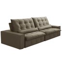 Ver imagem 5 de Sofá Retrátil Reclinável para Sala 4 Lugares 290cm Curie F04 Veludo Marrom Claro - Lyam Decor