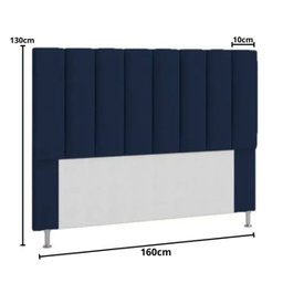 Cabeceira Estofada Cama Queen 160cm Carla Suede Azul Marinho - 2