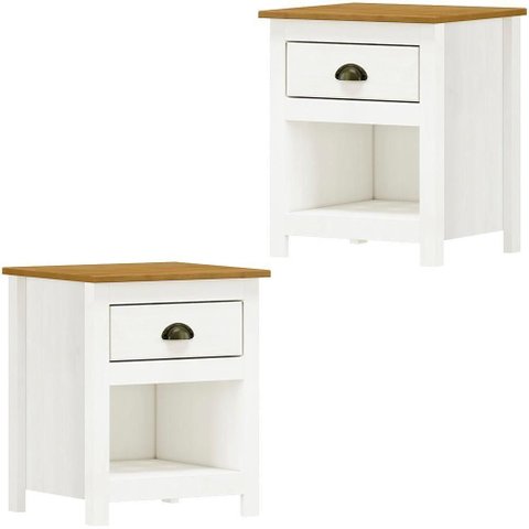 Kit 02 Mesas de Cabeceira Madeira Maciça 46 Cm 9100 Branco Freijo Milani Store