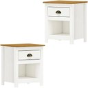 Ver imagem 1 de Kit 02 Mesas de Cabeceira Madeira Maciça 46 Cm 9100 Branco Freijo Milani Store