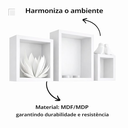 Ver imagem 2 de Nicho para Quarto Quadrado Banheiro Prateleira Mdf Kit 3 Pc - Branco