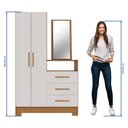 Ver imagem 7 de Cômoda para Quarto 3 Gavetas e 2 Portas com Espelho NT5165 Marrom/Freijó Trend/Off White