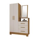 Ver imagem 2 de Cômoda para Quarto 3 Gavetas e 2 Portas com Espelho NT5165 Marrom/Freijó Trend/Off White