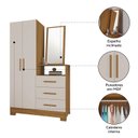 Ver mais imagens de Cômoda para Quarto 3 Gavetas e 2 Portas com Espelho NT5165 Marrom/Freijó Trend/Off White