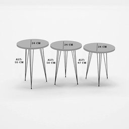 Conjunto de Mesa de Centro 4 Peças - Madeira com Prata - 3