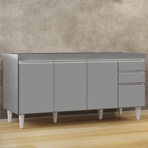 Balcão de Cozinha para Pia 160cm sem Tampo Arkansas Cinza - Lumil