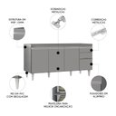 Ver imagem 5 de Balcão de Cozinha para Pia 160cm sem Tampo Arkansas Cinza - Lumil