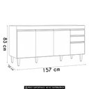 Ver imagem 4 de Balcão de Cozinha para Pia 160cm sem Tampo Arkansas Cinza - Lumil