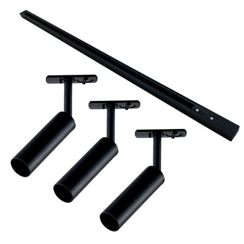 Kit Trilho 1 Metro com 3 Spots Taschibra Track Mr11 Gu10 Bivolt Preto