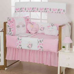 KIT BERÇO COMPLETO BEBE MENINO E MENINA COM 11PÇS DOCE CHUVA DE AMOR COM SAIA E MOSQUITEIRO NUVEM - 2