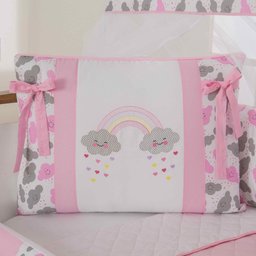 KIT BERÇO COMPLETO BEBE MENINO E MENINA COM 11PÇS DOCE CHUVA DE AMOR COM SAIA E MOSQUITEIRO NUVEM - 5