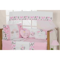 KIT BERÇO COMPLETO BEBE MENINO E MENINA COM 11PÇS DOCE CHUVA DE AMOR COM SAIA E MOSQUITEIRO NUVEM - 3