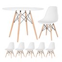 Ver imagem 1 de Conjunto de Mesa Redonda Eames 100cm Branco + 5 Cadeiras Eiffel Dsw Branco
