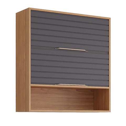 Armário Aéreo Esplêndida 80cm 2 Portas Basculantes com Nicho Freijó/titânio - Mgm