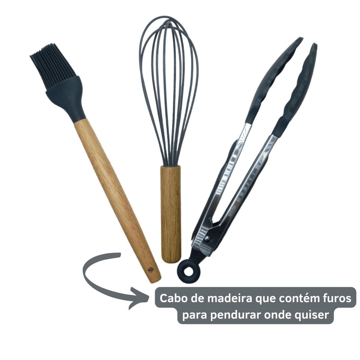 Kit Utensílios Cozinha Silicone 12 Peças Antiaderente - 4