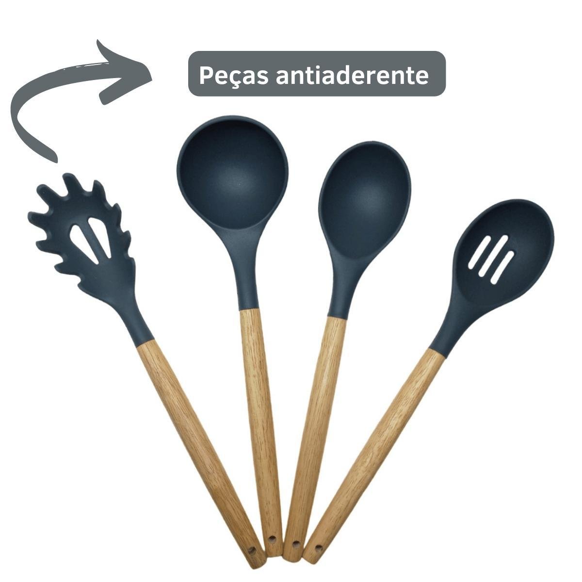 Kit Utensílios Cozinha Silicone 12 Peças Antiaderente - 2