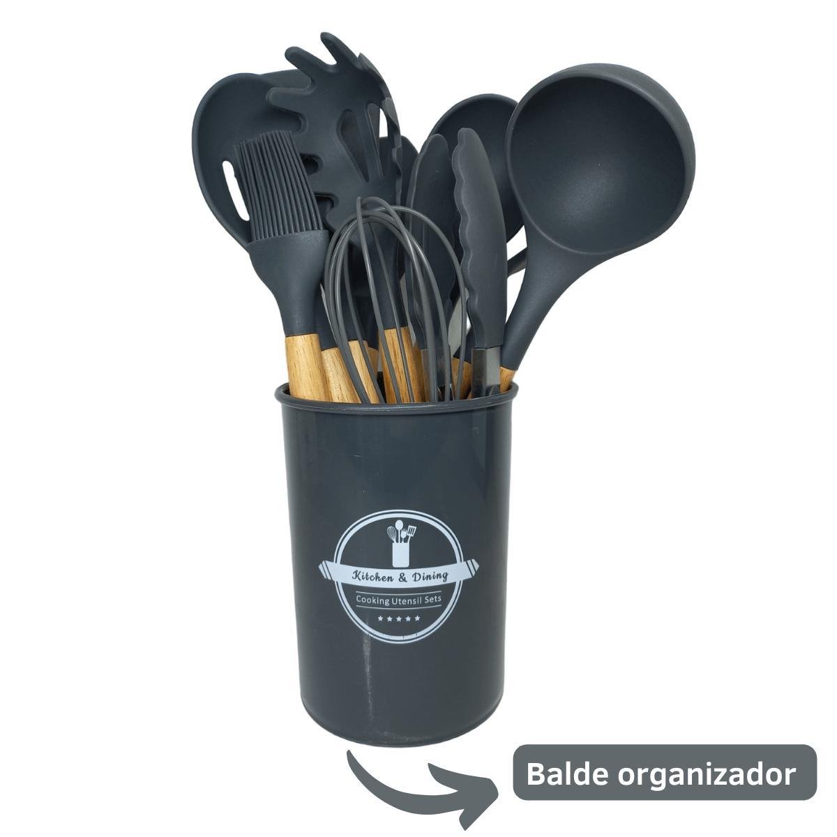 Kit Utensílios Cozinha Silicone 12 Peças Antiaderente - 7