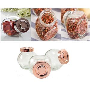 Porta Tempero Baleiro de Vidro Jogo 3 Peças de 180 Ml - Rose