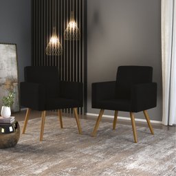 2 Poltronas Cadeiras para Escritório – Balaqui Decor Cor:Preta - 1