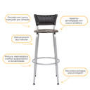 Ver imagem 4 de Kit 2 Banquetas Alta Banco para Balcão Junco Preto Àrea Gourmet Ilha Bancada bares Churrasqueira