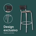 Ver imagem 4 de Kit 2 Banquetas Alta Banco para Balcão Junco Preto Àrea Gourmet Ilha Bancada bares Churrasqueira