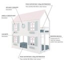 Ver imagem 4 de Beliche Montessoriano Casinha Bela com Coração 4 Janelas Venezianas - Madeira Maciça Branco/Rosa/