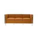 Ver imagem 1 de Sofa Le Corbusier de 3 Lugares Cromado em Sintético Caramelo