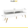 Rack para TV ate 65 Polegadas 150cm Retrô Sala 3 Portas Pés Palito Madeira MDP Branco - Clicklar - 5
