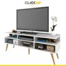 Rack para TV ate 65 Polegadas 150cm Retrô Sala 3 Portas Pés Palito Madeira MDP Branco - Clicklar - 3