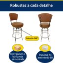 Ver imagem 3 de Conjunto 3 Banquetas Altura 65cm Bar Giratória Cromada com Encosto Assento Grosso Cor Canela