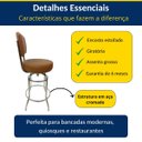 Ver imagem 2 de Conjunto 3 Banquetas Altura 65cm Bar Giratória Cromada com Encosto Assento Grosso Cor Canela