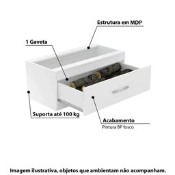 Caixa para Lenha com Gaveta 82cm - Branco - 2