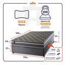 Ver imagem 2 de Conjunto Box Baú Casal Miami Cinza 138x188x69 Espuma D33