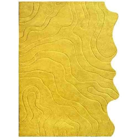 Tapete São Carlos Carving Organic Face Açafrão 1,95x2,95 Escultura Alto Padrão
