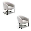 Ver imagem 1 de Kit 2 Poltronas Stella Veludo Cinza Base Industrial Preto - D'Rossi DRossi