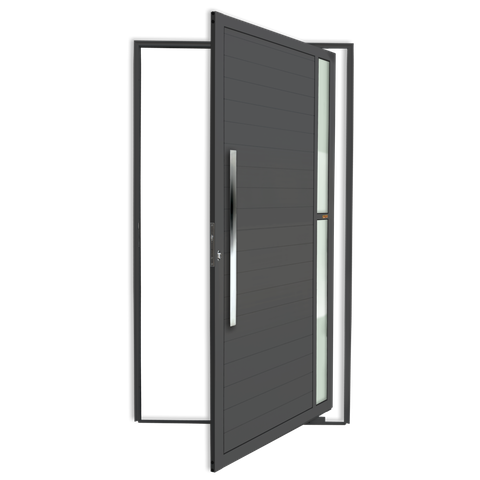 Porta Pivotante Alumínio Lambril Visione c/Puxador e.Cinza 120 Brimak