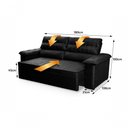 Ver imagem 2 de Sofá Retrátil Reclinável 2 Lugares com Molas 1,80m Quantum Suede Velut Preto - King House