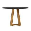 Ver imagem 1 de Mesa para Sala de Jantar Tampo Redondo com Vidro 117cm Vitória Marrom/Ype/Preto