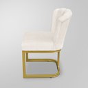 Ver imagem 5 de Kit 08 Cadeiras Flor Recepção Linho - Base Ferro Dourado - Bege