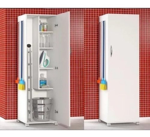 Balcão Armário Branco C/ 1 Porta Multiuso 4 Rodinhas - 2