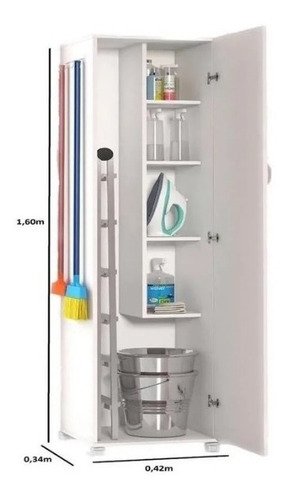 Balcão Armário Branco C/ 1 Porta Multiuso 4 Rodinhas - 6