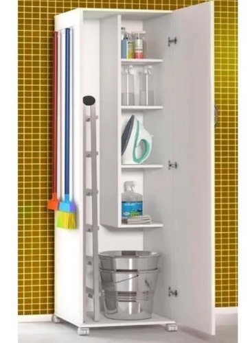 Balcão Armário Branco C/ 1 Porta Multiuso 4 Rodinhas - 5